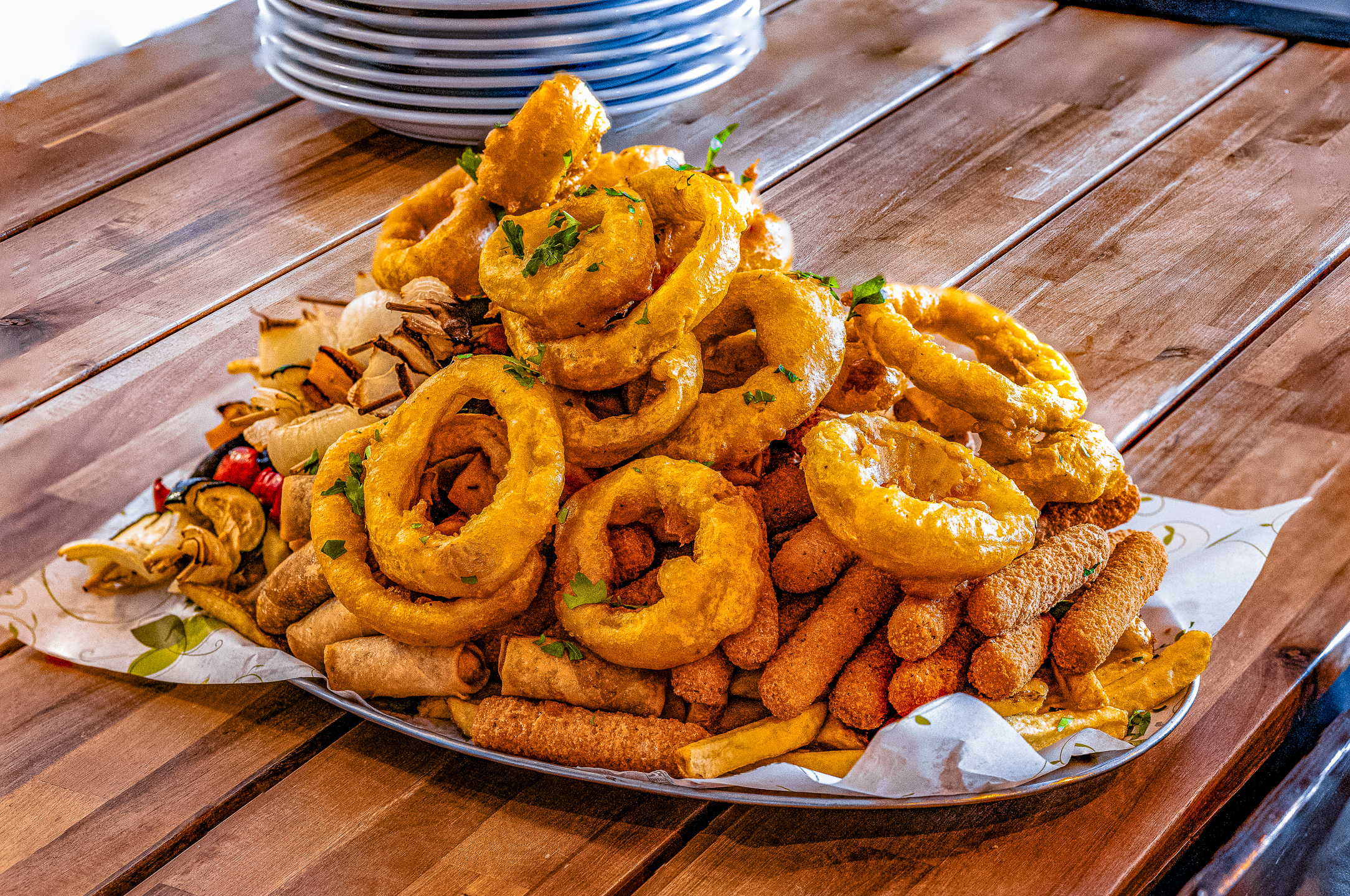 A hot vegetarian sharing platter at Walters